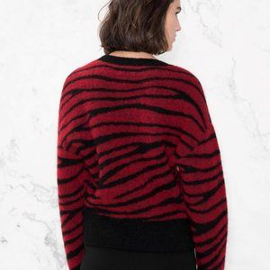 NWT & Other Stories Red Zebra Jacquard Sweater
